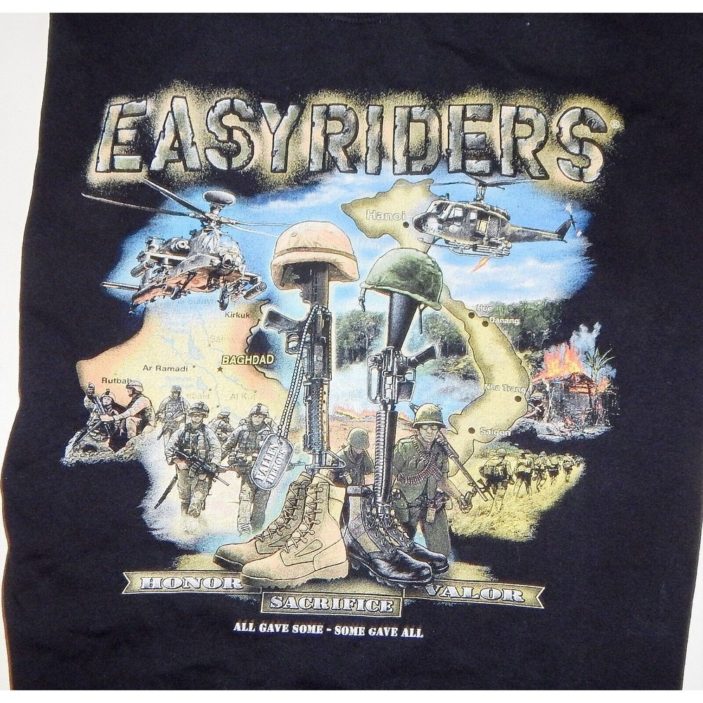 Easy Riders Honor Sacrifice Valor Desert Storm Vietnam Tribute Shirt Gildan 2XL
